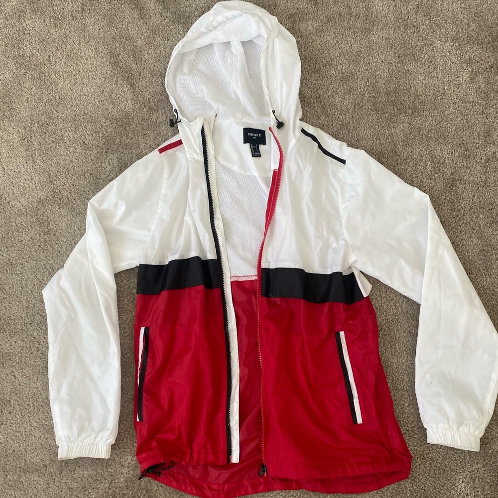 Forever 21 Red/white windbreaker
